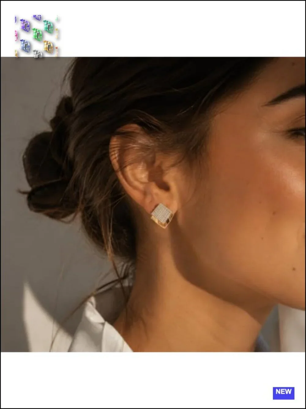 Gold Square Stud Earrings Pave Crystal Geometric Statement Jewelry